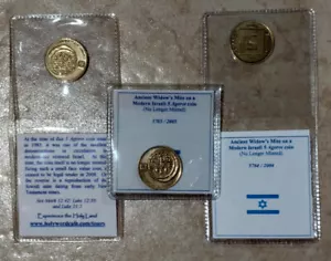Lot of 3 5 Agorot Coins Ancient Widow's Widows Mite Coin on Modern Israeli coin - Picture 1 of 2