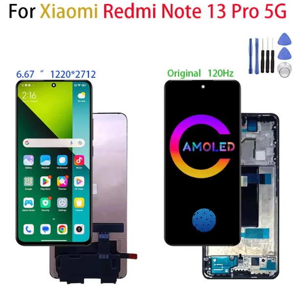 AMOLED Original 6.67" Para Xiaomi Redmi Note13 Pro Note 13 Pro 5G Pantalla LCD Tou Foto 1 de 4