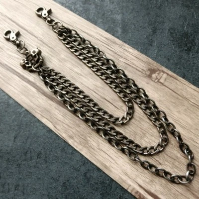 Vintage Long Strong Leash Biker Trucker Key Jean Heavy Wallet Chain Skull Bullet - Image 1 of 4