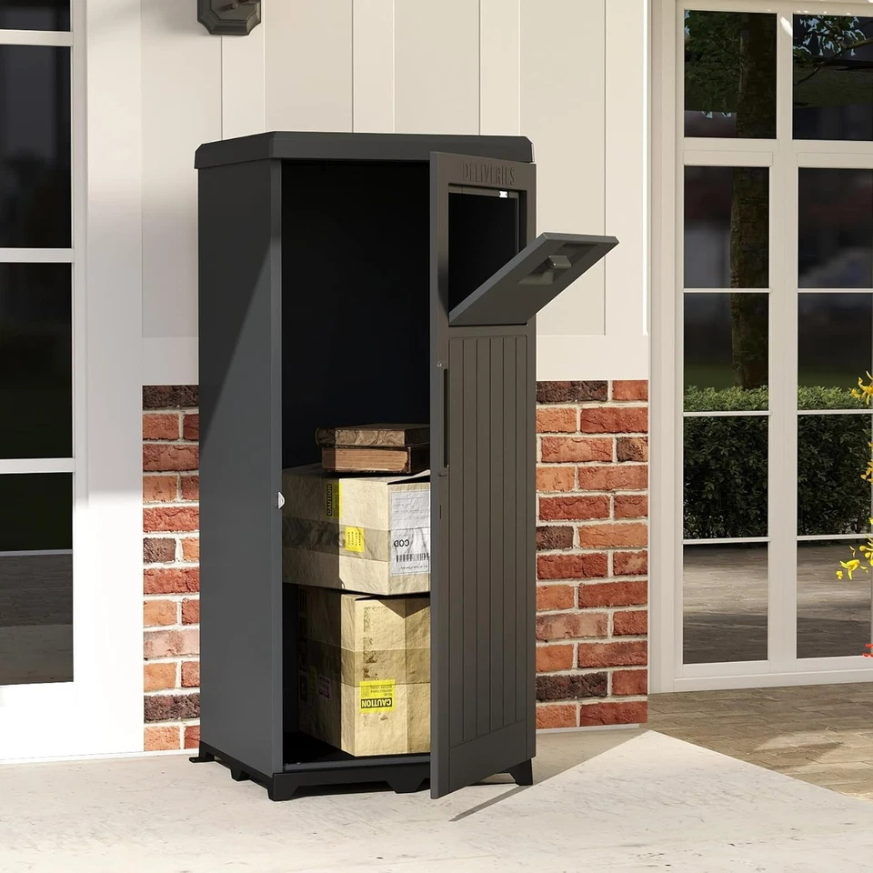 Caja de entrega de paquete exterior Domi con caja fuerte bloqueable para porche, acera, casa Foto 1 de 4