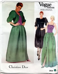 Vestido y chaqueta Christian Dior 2834 patrón de costura de diseñador Vogue años 80 talla 12 - Imagen 1 de 2