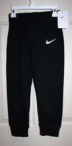 NWT Nike Swoosh Logo Boy's Size 6 Black Fleece Joggers Sweatpants 86F088 - Picture 1 of 3