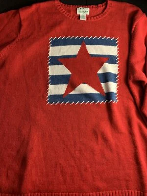 Women’s size 3X 3XL Quacker Factory 4th July flag Sweater Red White Blue Star N - Image 1 of 4