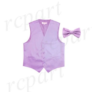 New Men's Formal Vest Tuxedo Waistcoat_Bowtie wedding prom party Lavender - Picture 1 of 3