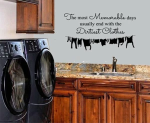 CALCOMANÍA DE PARED VINILO DÍAS MEMORABLES ROPA DE LAVANDERÍA DECORACIÓN DE LAVANDERÍA - Imagen 1 de 2