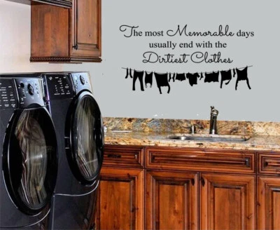 LAVADERO DÍAS MEMORABLES ROPA MÁS SUCIA VINILO CALCOMANÍA DE PARED DECORACIÓN DE LAVANDERÍA  Foto 1 de 2