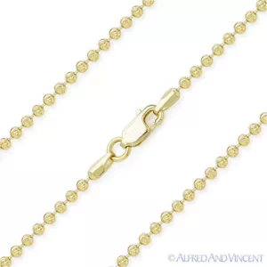 Collar de cadena chapado en oro amarillo 14k con eslabón de cuentas de corte lunar de 2 mm - Imagen 1 de 2