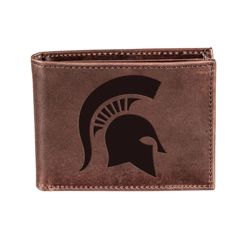 Brown Michigan State Spartans Bifold Leather Wallet Cover