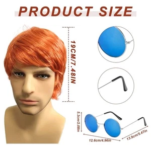 Mens Wig with Sunglasses Short Ginger Boyband Costume Accessories/ Fancy Dress - Picture 1 of 5