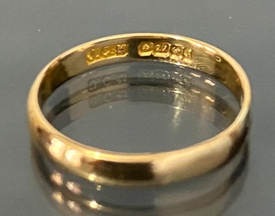 22K Yellow Gold Wedding Band Ring C1950 Size H  -  4 - Image 1 of 4