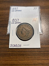1837-P Small Letters Coronet Head Large Cent 1C EXTRA FINE (XF) 