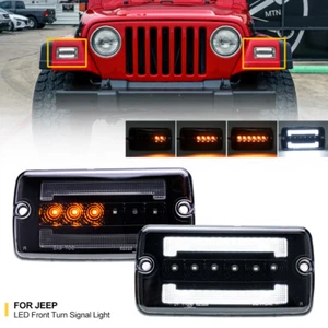 For 1997-2006 Jeep Wrangler TJ LED Front Corner Turn Signal Light Parking Lamp - Picture 1 of 14
