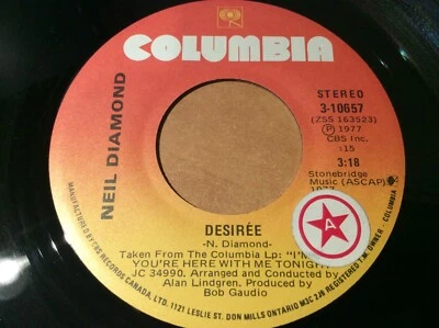 Neil Diamond, Desiree / Once In A While, Canada 7“ 45rpm Record - Image 1 of 2
