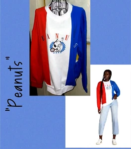 “SNOOPY AMERICANA” Women’s Red, White, Blue Pullover Sweatshirt-Large - Picture 1 of 5