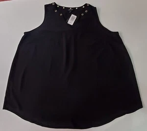 Torrid Blouse Grommet Crepe Swing Tank Top Black Rayon Boho Goth Size 2 / 2X NWT - Picture 1 of 9