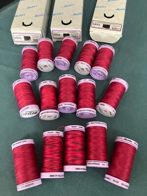 15Spools Mettler Silk-Finish 50wt. Solid  Cotton Thread 547 Yard Spools Red 0504 - Image 1 of 4