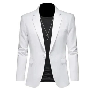 Fashion Men's Business Casual Blazer White Red Green Black Solid Color Slim Fit - Picture 1 of 30