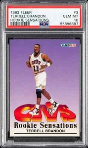 1992 1993 FLEER "ROOKIE SENSATIONS" #3 TERRELL BRANDON RC PSA 10 GEM MINT "POP 2 - Picture 1 of 2