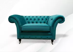 Chesterfield Sessel Türkis Textil Stoff Kreative Möbel Grüne Wohnzimmer Modern - Bild 1 von 12