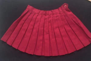 VINTAGE 1950’s Red Toddler Child Skirt Pleated Buttoned Waistband Unlined - Picture 1 of 12