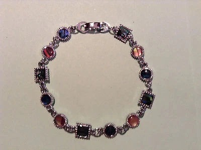 Shell of the Sea Este círculo y cuadrado Paua Shell pulsera de eslabones es tan lindo y 7" Foto 1 de 2