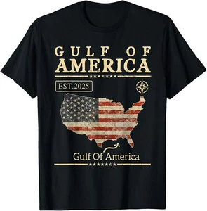 Gulf Of US America Est 2025 American Flag Map Gulf Mexico T-Shirt S-5XL - Picture 1 of 5