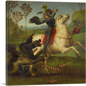 ARTCANVAS Saint George Struggling with the Dragon Leinwand Kunstdruck von Raphael - Bild 1 von 11