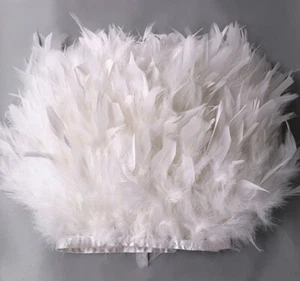 10 Metres White Fluffy Turkey Feather Fringe Ribbon Trim Price for 10M DIY Craft - Picture 1 of 4