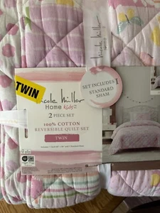 Trapunta Nicole Miller Home Kids set due pezzi ��nuova Twin Sham floreale - Foto 1 di 6