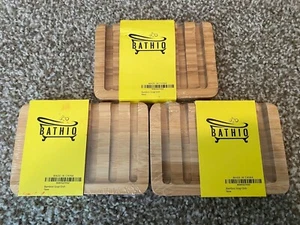 Lot of 3, BATHIO Bamboo Soap Dish for Shower with Non-Slip Silicone Base NEW - Picture 1 of 7