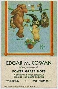 Postal de colección de madera de Lawson de mono, búho, cerdo, oso hormiguero "en la cerca" de Gran Pop - Imagen 1 de 4