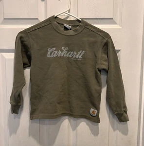Vintage Carhartt Long Sleeve Crewneck Shirt Waffle Knit Graphic Youth Small - Picture 1 of 5