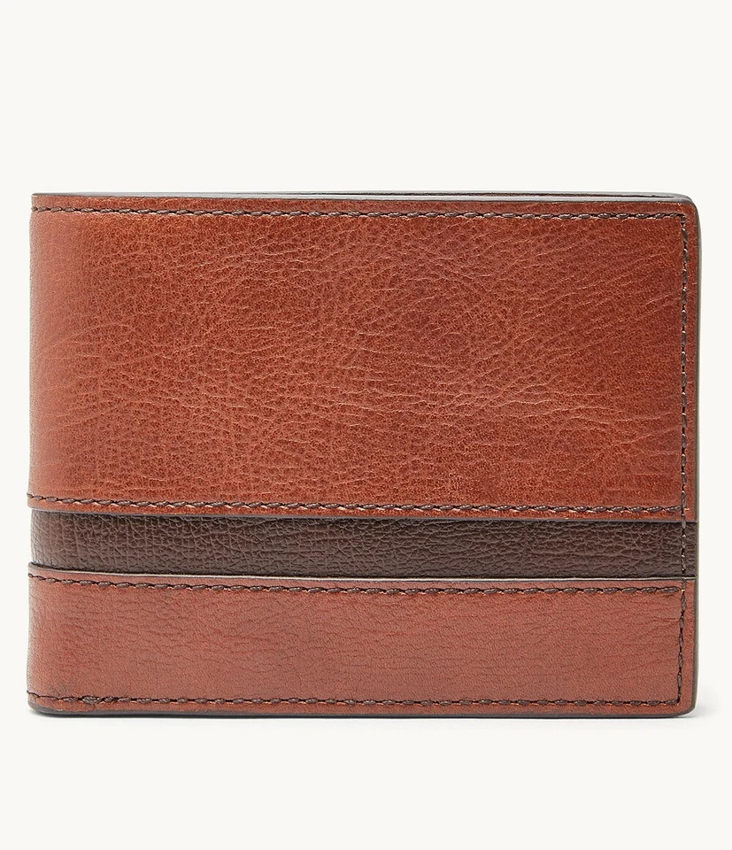 FOSSIL PORTAFOGLIO UOMO TRAVELER RFID EASTON IN VERA PELLE NUOVO IDEA REGALO