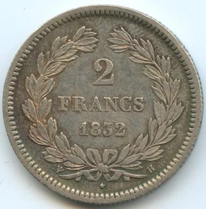 Louis Philippe Ier 2 Francs 1832 H La Rochelle - Picture 1 of 2