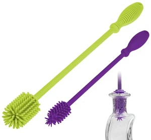 A-Brush Silicone Bottle Cleaner Brush, 2 Piece Set, Flexible, Long Handle - W... - Picture 1 of 8