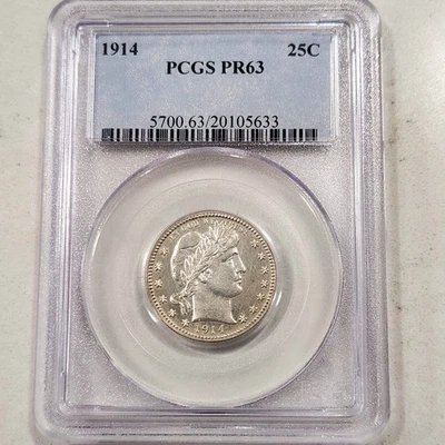 1914 Proof Barber 25C Quarter Dollar ~ PCGS PR63 ~ Mintage 380! - Image 1 of 4