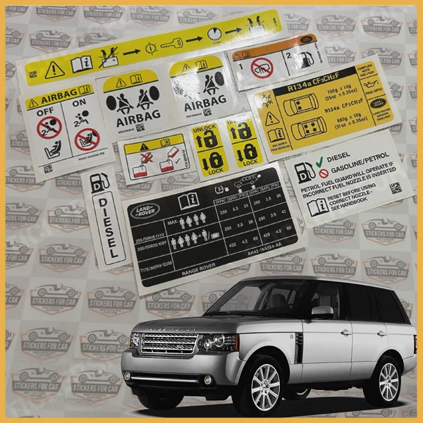 Комплект из 12 наклеек Range Rover L322 Diesel - Изображение 1 из 1