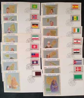 Vintage Complete Stamps Flag series collection United Nations NY  1980 1989 - Image 1 of 4