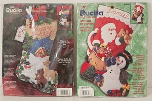 Plaid Bucilla Felt Stocking Kit Santa And Snowman & Woodland Holidays New Sealed - Foto 1 di 15