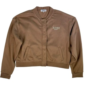 Aeropostale Sport Women’s XL Brown Fleece Jacket Zip Snap Front Bomber NWT - Picture 1 of 14