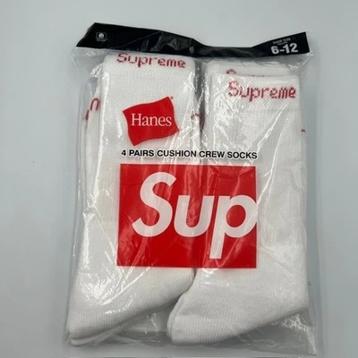 Paquete de 4 calcetines Supreme Hanes blancos acolchados talla 6-12 Foto 1 de 4