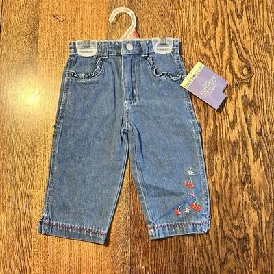 Jeans De Colección Y2K Bordados Cereza 12 Meses Carpintero Margarita Volantes Desteñido Gloria Foto 1 de 4