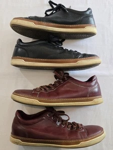 Lot of 2 Pair Allen Edmonds Porter Derby Sneakers Black & Red Leather Mens 9.5 D - Picture 1 of 24