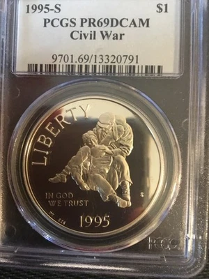 1995 s civil war dollar pcgs pr 69 dcam - Image 1 of 4