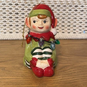 Mr Christmas Follow the Magic sitzende Elfe Knieumarmung beleuchtet Vintage Ornament - Bild 1 von 7