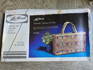 Needlepoint Tote Bag Kit Lee Wards Butterfly Webbing Embroidery Tote Bag Vintage - Picture 1 of 5