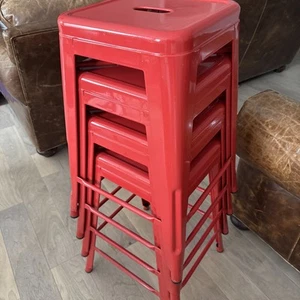 (4) Red Bar Stools - Picture 1 of 5
