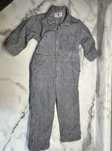 Vintage Reed Bros Overall Fischgrätmuster blau Denim Jugend Jungen gemessen Hausarbeit LESEN - Bild 1 von 10