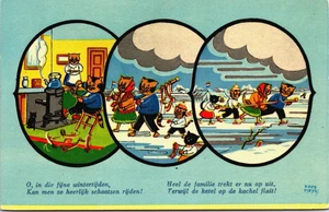 Postal de patinaje sobre hielo gatos antropomórficos B271 - Imagen 1 de 2