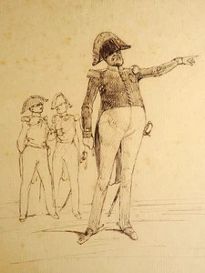 DESSIN ENCRE XIX PORTRAIT GENERAL EMPIRE RESTAURATION MILITAIRE RAFFET VERNET - Imagen 1 de 7